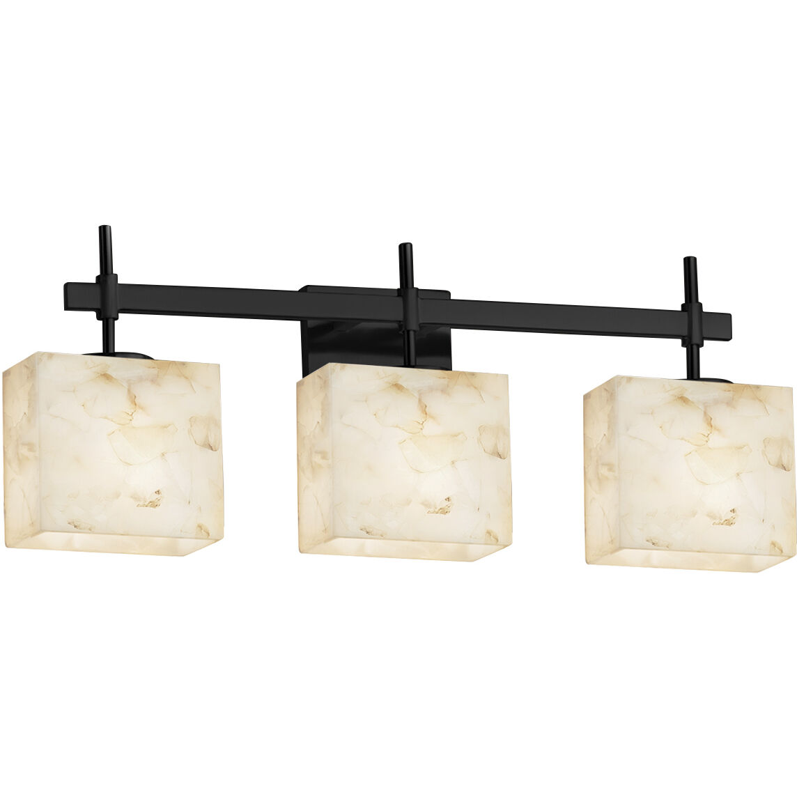 Alabaster Rocks 3 Light 23.5 inch Matte Black Bath Bar Wall Light in Rectangle, Incandescent, Rectangle