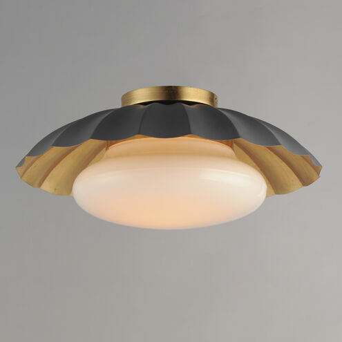 Primrose 1 Light 16 inch Dark Grey and Gold Leaf Flush Mount Ceiling Light