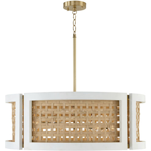 Lola 6 Light 30 inch Flat White and Matte Brass Chandelier Ceiling Light