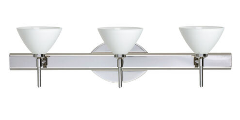 Domi 3 Light 23 inch Chrome Vanity Lighting Wall Light in Halogen, White Glass