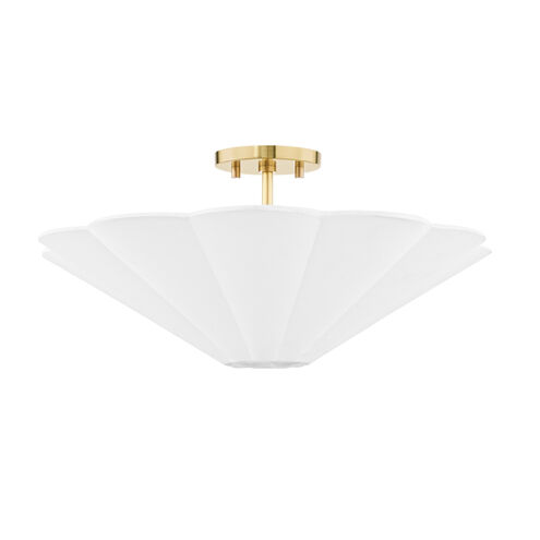 Alana 3 Light 10 inch Aged Brass Semi Flush Mount Ceiling Light