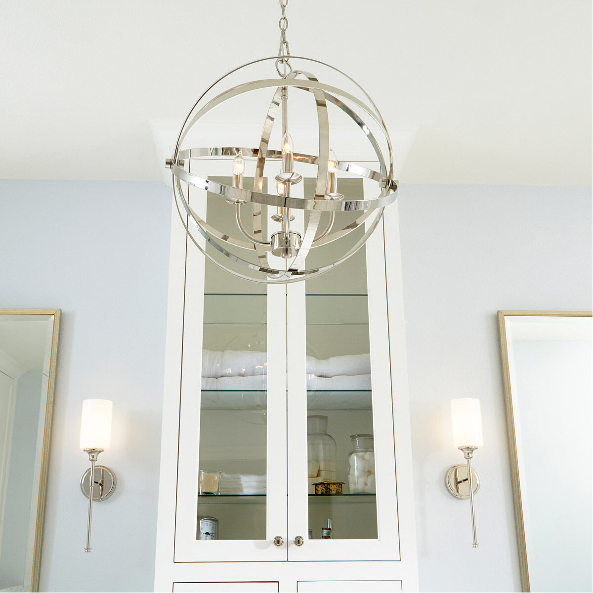 Celeste 4 Light 19 inch Polished Nickel Chandelier Ceiling Light, Sphere