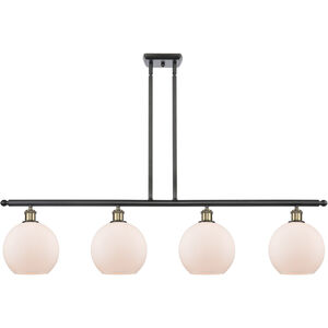 Ballston Athens LED 48 inch Black Antique Brass Island Light Ceiling Light in Matte White Glass, Ballston
