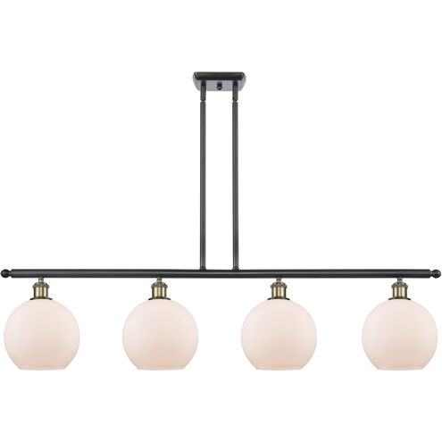 Ballston Athens LED 48 inch Black Antique Brass Island Light Ceiling Light in Matte White Glass, Ballston