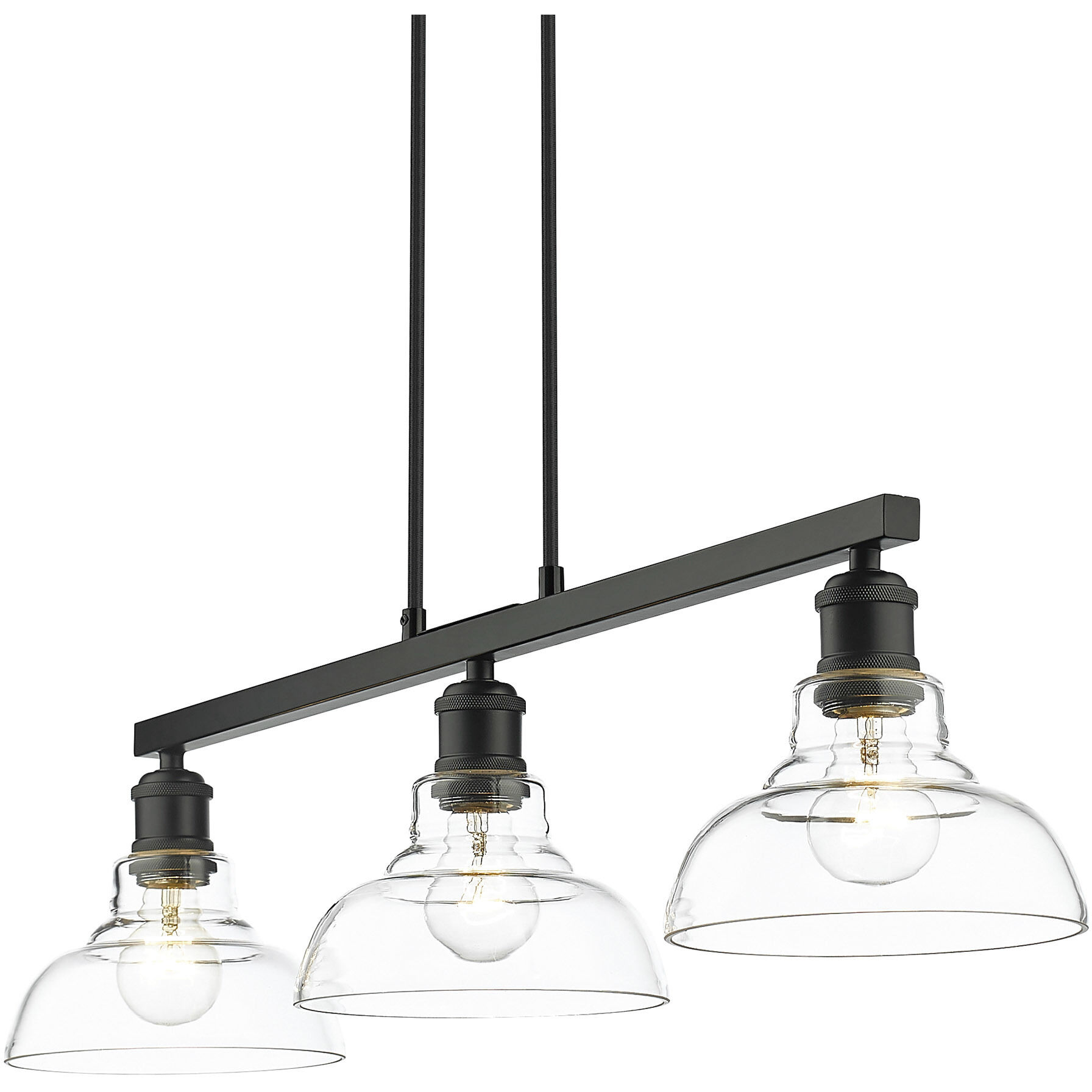 Yep Carver Island Light Ceiling Light in Matte Black, Clear Glass