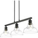 Yep Carver Island Light Ceiling Light in Matte Black, Clear Glass