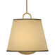 Sonia 3 Light 18 inch Lacquered Brass Pendant Ceiling Light in Light Beige Fabric