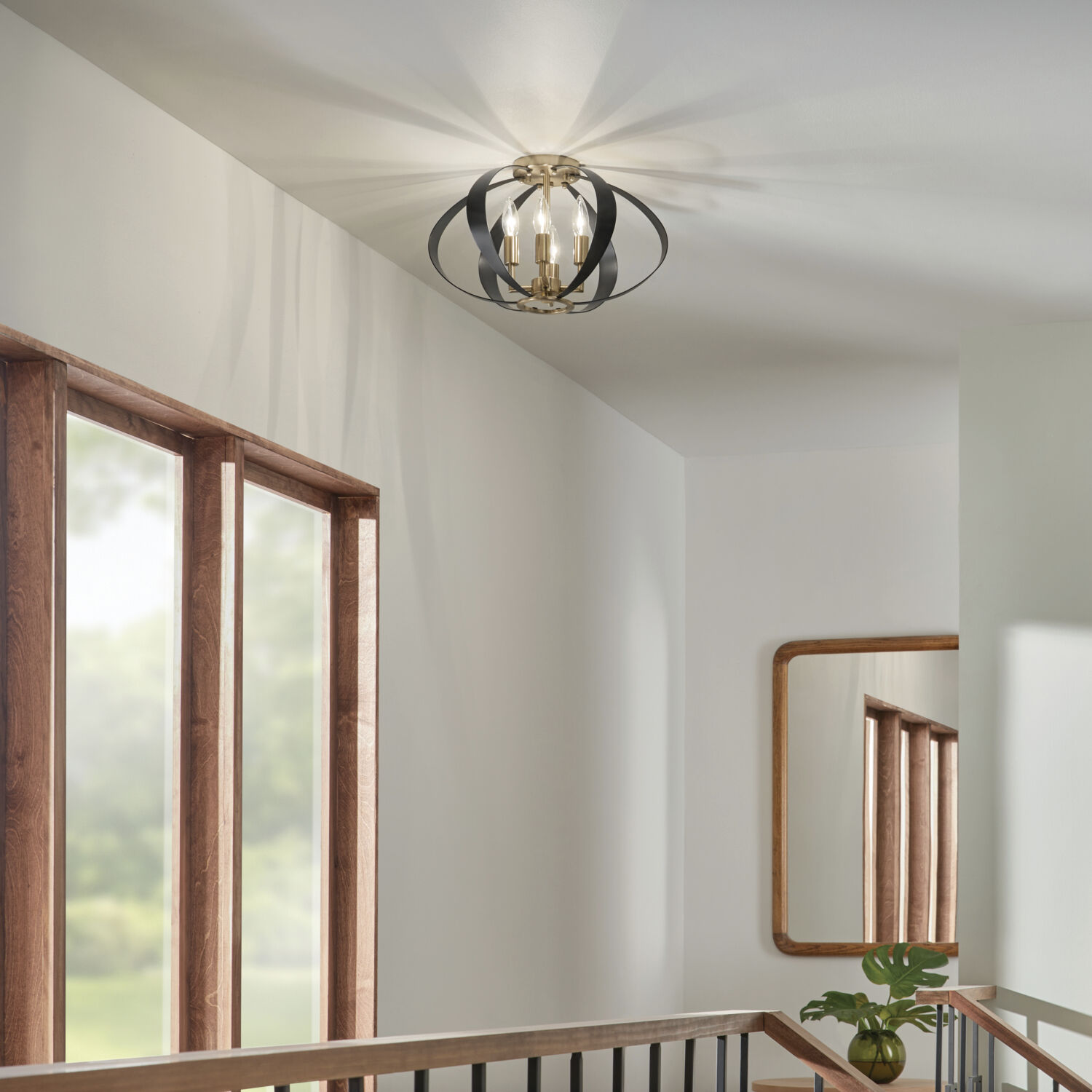 Cecil LED 17.75 inch Champagne Bronze with Black Flush Mount Ceiling Light