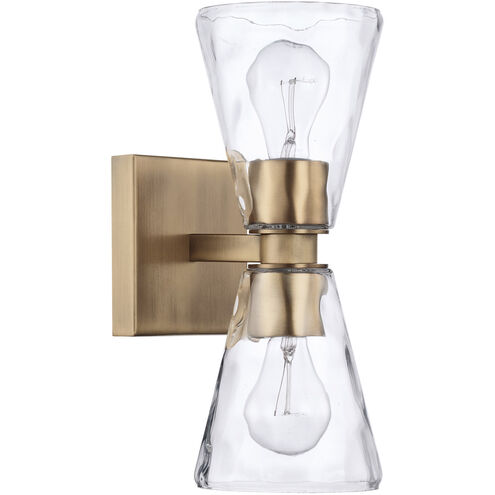 Lyra 2 Light 5 inch Aged Brass Sconce Wall Light