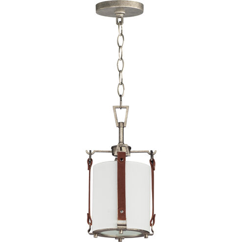 Sausalito 1 Light 8 inch Weathered Zinc / Brown Suede Single Pendant Ceiling Light