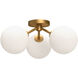 Alora Mood Cassia 3 Light 17.75 inch Aged Gold Semi Flush Mount Ceiling Light in Opal Glass