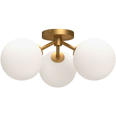 Alora Mood Cassia 3 Light 17.75 inch Aged Gold Semi Flush Mount Ceiling Light in Opal Glass