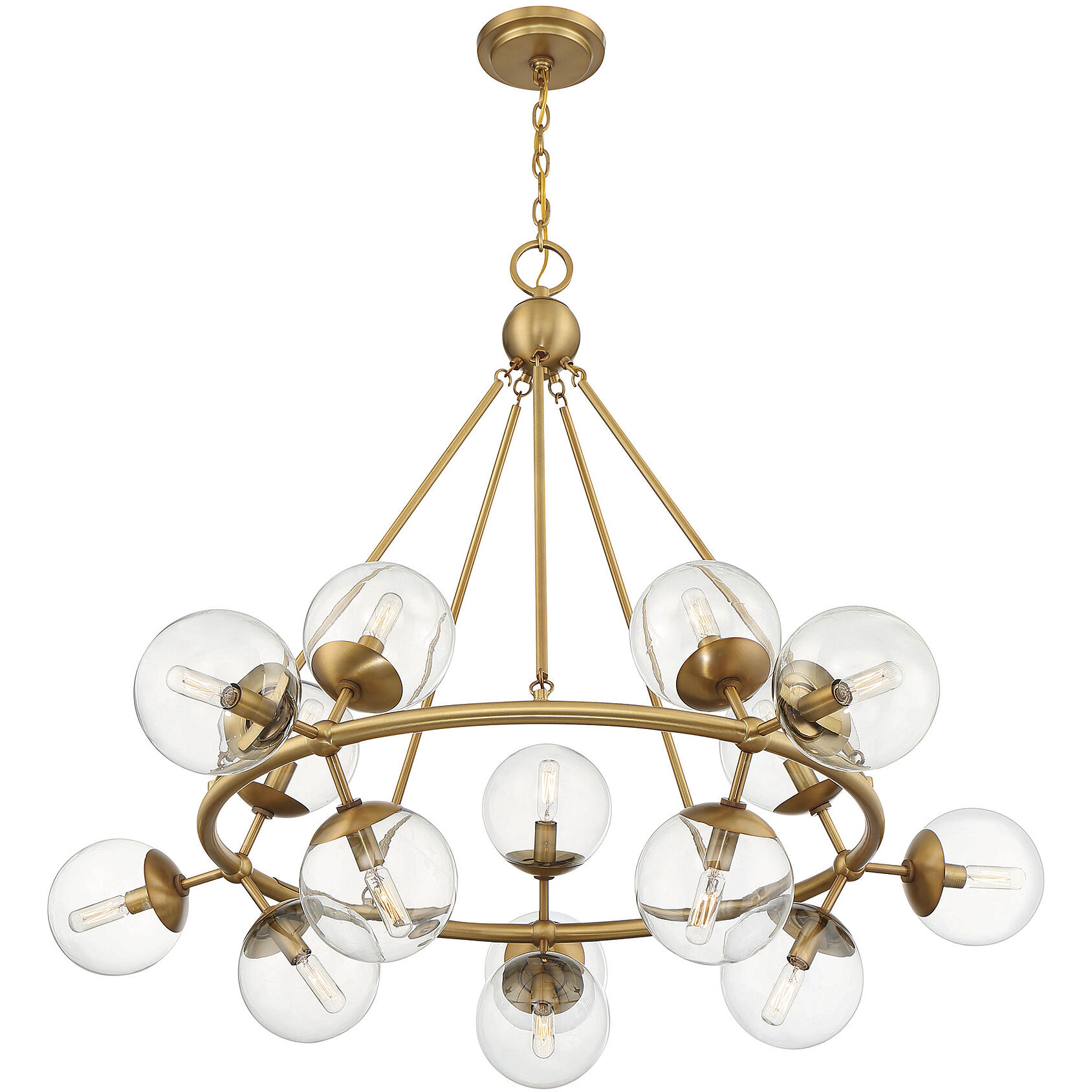 Orion 15 Light 45 inch Warm Brass Chandelier Ceiling Light