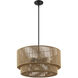 Eco Collection - Milos Family 6 Light 24 inch Matte Black and Natural Semi-Flush Ceiling Light in 24" D x 24" W x 12.5" H, EVOLV