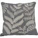 Embroidered Fern 20 X 5 inch Gray with Off White Accent Pillow
