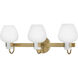 Sylvie 3 Light 24 inch Heritage Brass Bath Light Wall Light