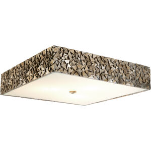 Mosaic 4 Light Silver Bath/Flush Mounts Ceiling Light in Silver Leaf with Antique