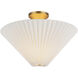 Alora Mood Bridgette 1 Light 16.38 inch Brushed Gold and Folded White Semi-Flush Mount Ceiling Light in Pleated Linen Shade
