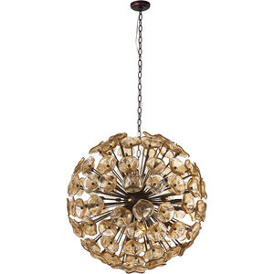 Fiori 28 Light 31.5 inch Bronze Single Pendant Ceiling Light in Amber Murano