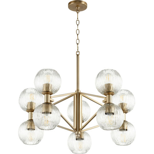 Helios 10 Light 29 inch Aged Brass Chandelier Ceiling Light