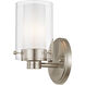 Manhattan 1 Light 5 inch Brushed Nickel Bath Vanity Wall Light