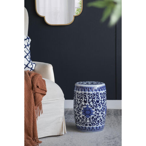 Garden 15.9 inch Blue and White Stool