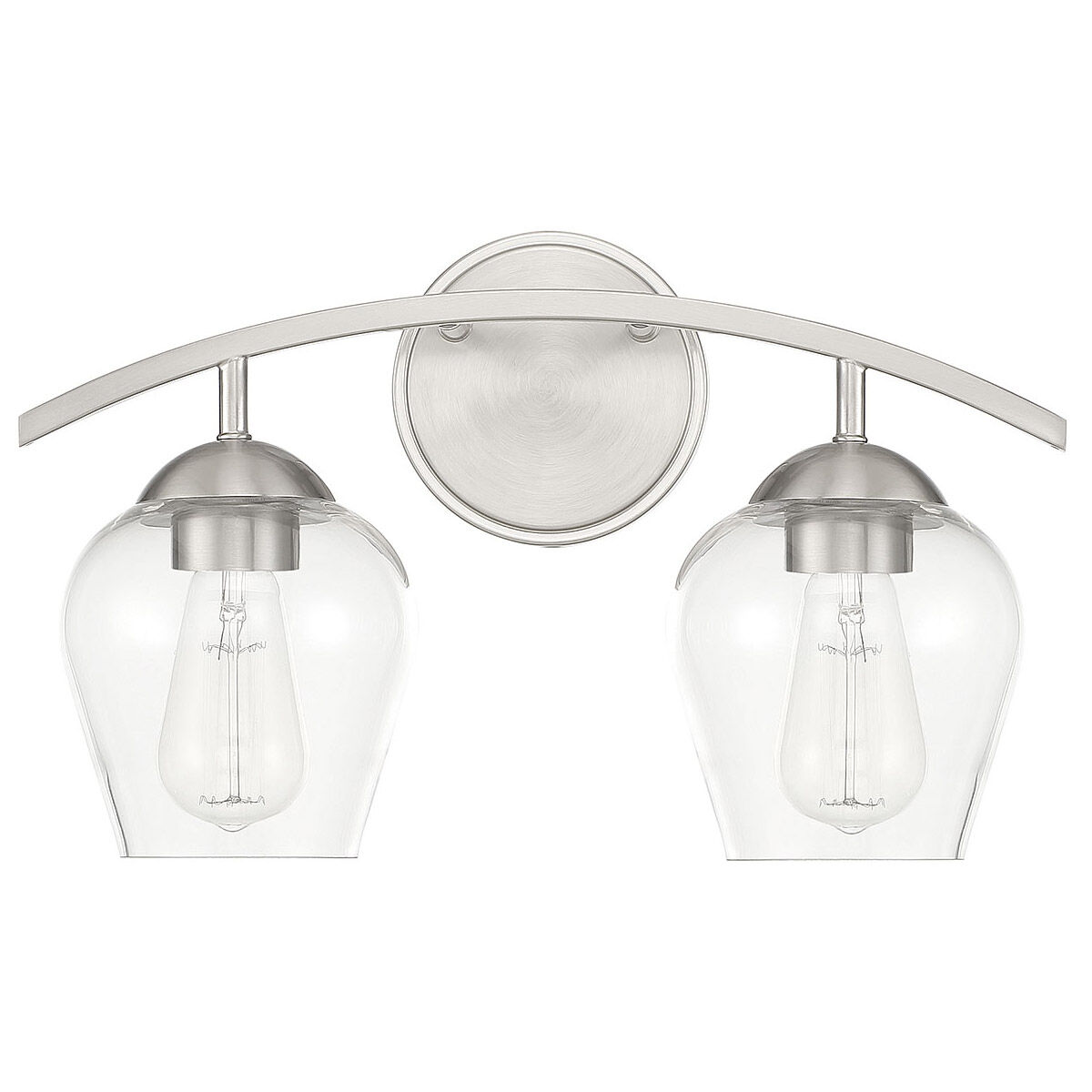 Transitional 2 Light 16 inch Brushed Nickel Bathroom Vanity Light Wall Light