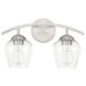 Transitional 2 Light 16 inch Brushed Nickel Bathroom Vanity Light Wall Light