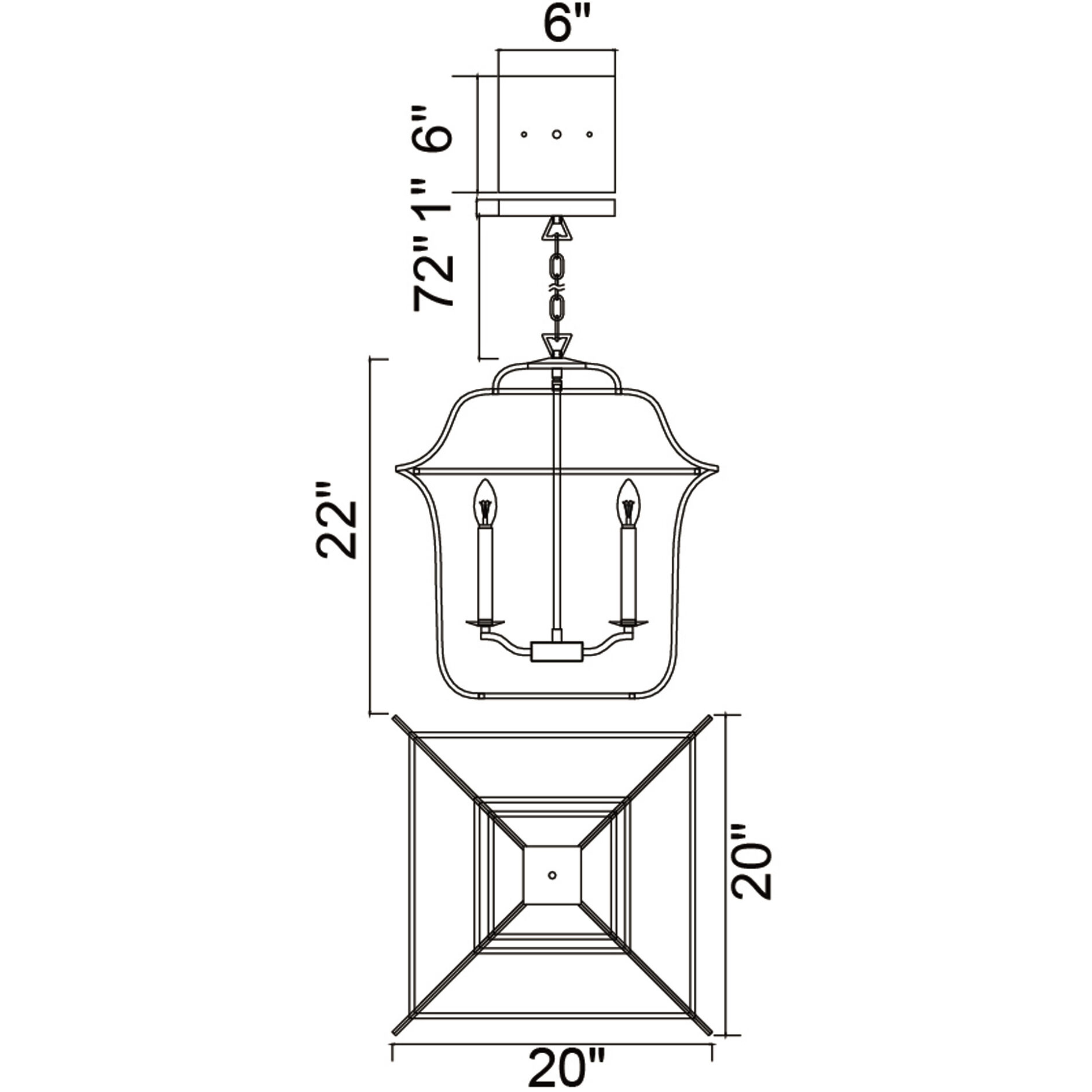 Tudor 6 Light 20 inch Satin Gold and Black Up Chandelier Ceiling Light