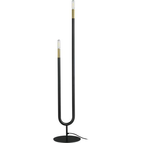 Wand 41 inch 60.00 watt Matte Black/Aged Brass Floor Lamp Portable Light