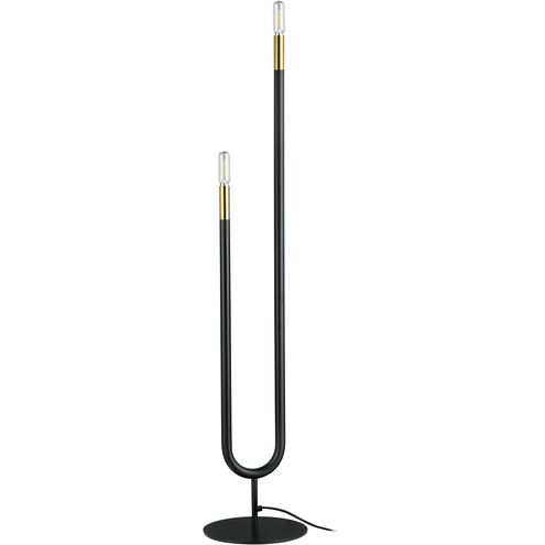 Wand 40.5 inch 60.00 watt Matte Black with Aged Brass Decorative Floor Lamp Portable Light in Matte Black and Aged Brass