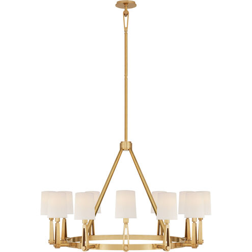 Thomas O'Brien Alpha 12 Light 42 inch Hand-Rubbed Antique Brass Chandelier Ceiling Light in Linen, Grande