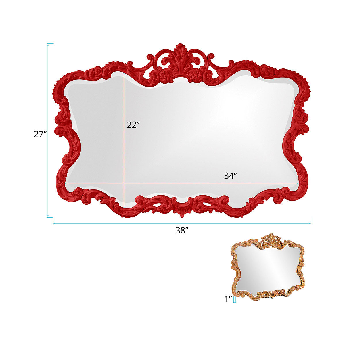 Talida 38 X 27 inch Glossy Red Wall Mirror