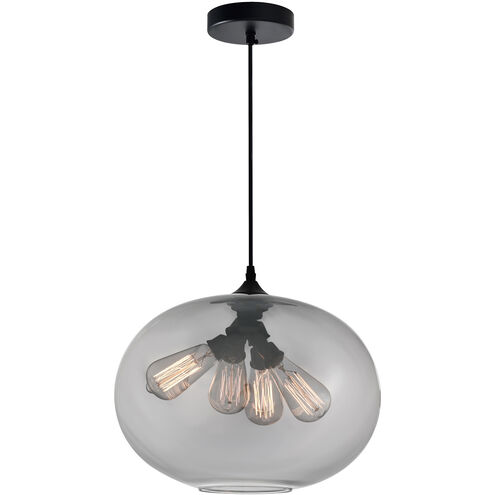 Glass 4 Light 16 inch Black Down Pendant Ceiling Light