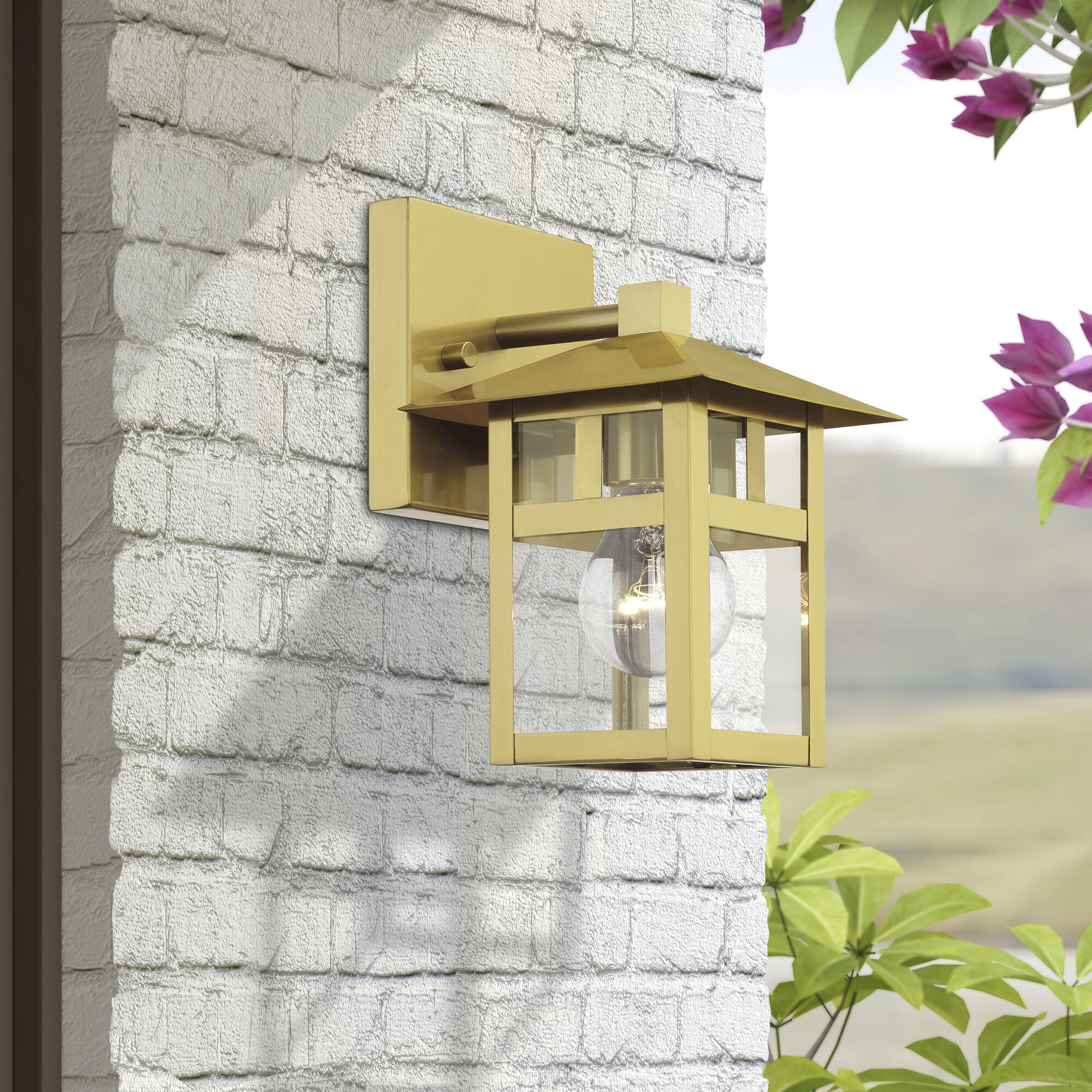 Crestlake 1 Light 8.5 inch Satin Gold Outdoor Wall Lantern