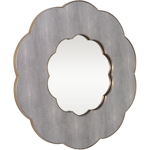 Scallop Gray Shagreen with Weathered Brass Wall Mirror