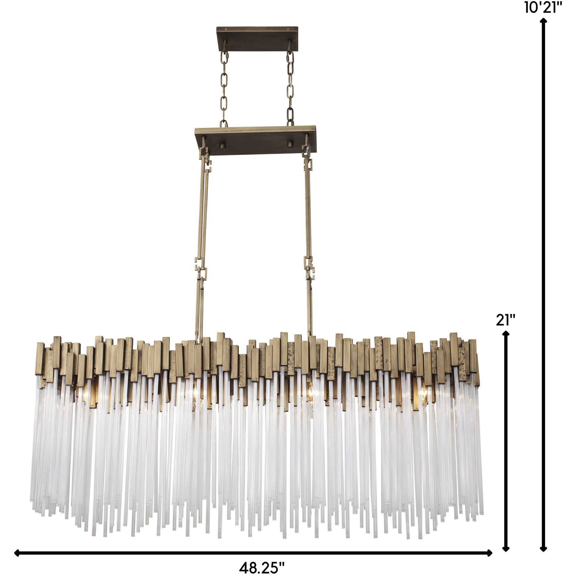 Matrix 8 Light 48.25 inch Matte Black and French Gold Linear Pendant Ceiling Light