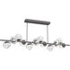 Luna LED 72 inch Graphite Chandelier Ceiling Light in 2700K LED, Geo Inner - Clear Outer, Twisted Branch