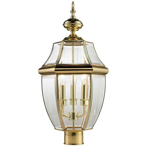Ashford 3 Light 23 inch Antique Brass Outdoor Post Light, Large