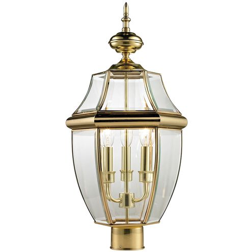 Ashford 3 Light 23 inch Brass Exterior Post Light, Large