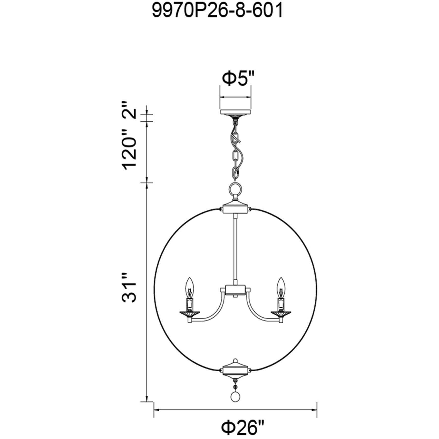 Esia 8 Light 26 inch Chrome Chandelier Ceiling Light
