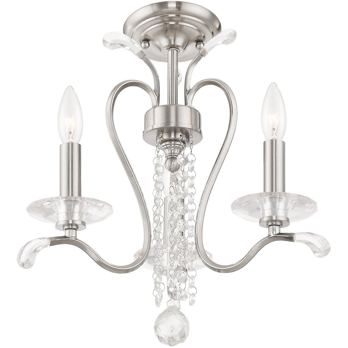 Serafina 3 Light 16.5 inch Brushed Nickel Convertible Mini Chandelier/Ceiling Mount Ceiling Light
