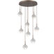 Cabochon LED Burnished Bronze with White Marble Pendant Chandelier Ceiling Light in 2700K LED, Opal White