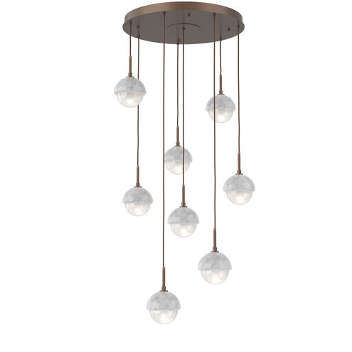 Cabochon LED Burnished Bronze with White Marble Pendant Chandelier Ceiling Light in 2700K LED, Opal White