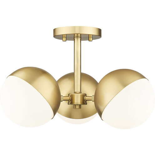 Realm Sphere 3 Light 17.25 inch Modern Gold Semi Flush Mount Ceiling Light