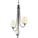 Flora 3 Light 16 inch Black Chandelier Ceiling Light in Opal and Seeded