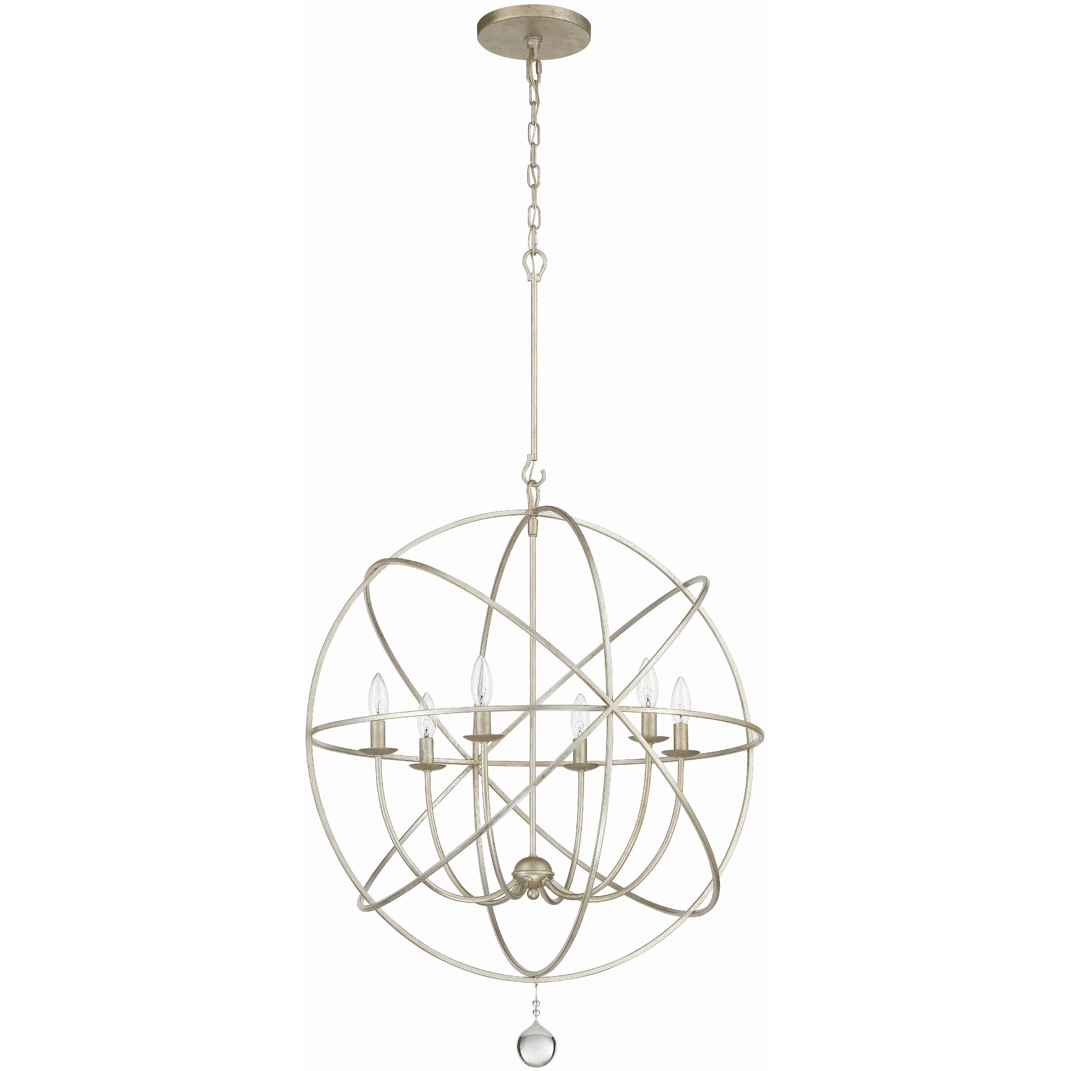 Solaris 6 Light 28.5 inch Olde Silver Chandelier Ceiling Light