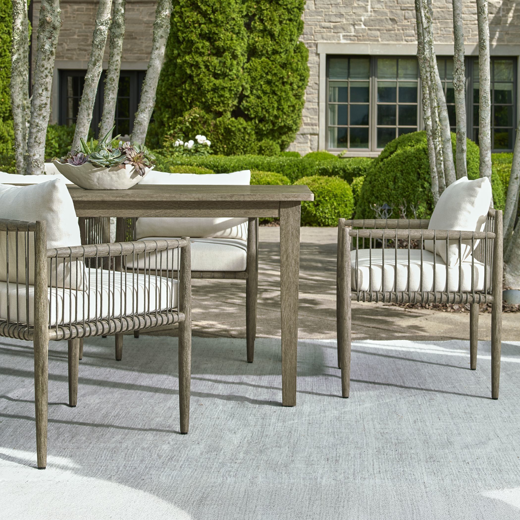Borneo Weathered Dark Gray and Oyster White Outdoor Dining Chair