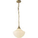 Alora Mood Farrah 1 Light 11.88 inch Brushed Gold Pendant Ceiling Light in Glossy Ribbed Opal Glass