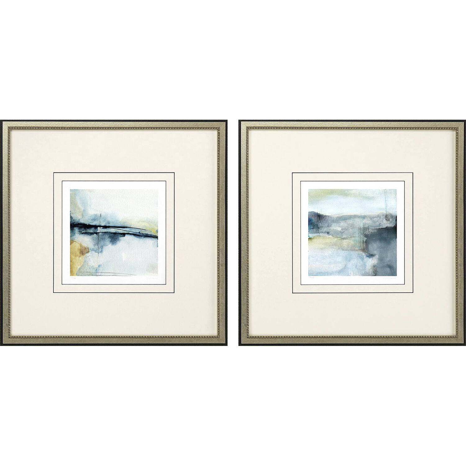 Abstract Blue and Black and Green and Yellow Framed Art